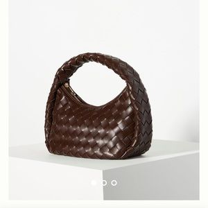 Anthropologie Inez woven faux leather bag chocolate brown